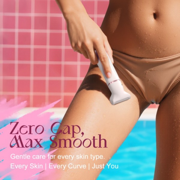 Bikini Trimmer Women, 3-in-1 Lady Shavers for Woman with LED Display - Painless Electric Razors for Silk Skin, Pubic Hair Trimmer for Women, IPX7 & Easy Cleaning, Ceramic Blade, USB Charge Dock, Pink