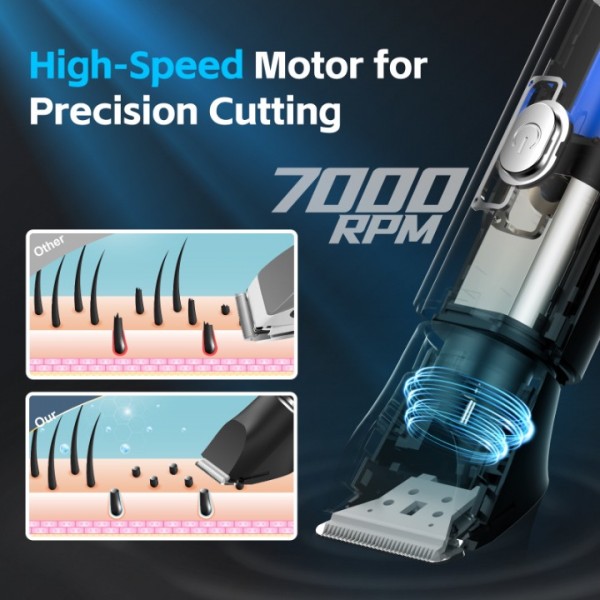 Body Hair Trimmer Men, 2-in-1 Grooming Kit, Ball Trimmer with Nose Hair Trimmer, Replaceable Ceramic Blade Heads for Men for Legs, Chest, Armpit and Nose, 2 Sensitive Combs, Waterproof, Travel Lock